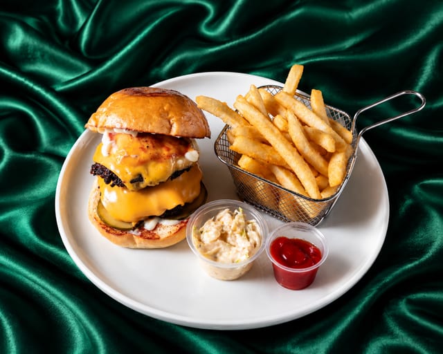 Chapli Burger w/ Fries.